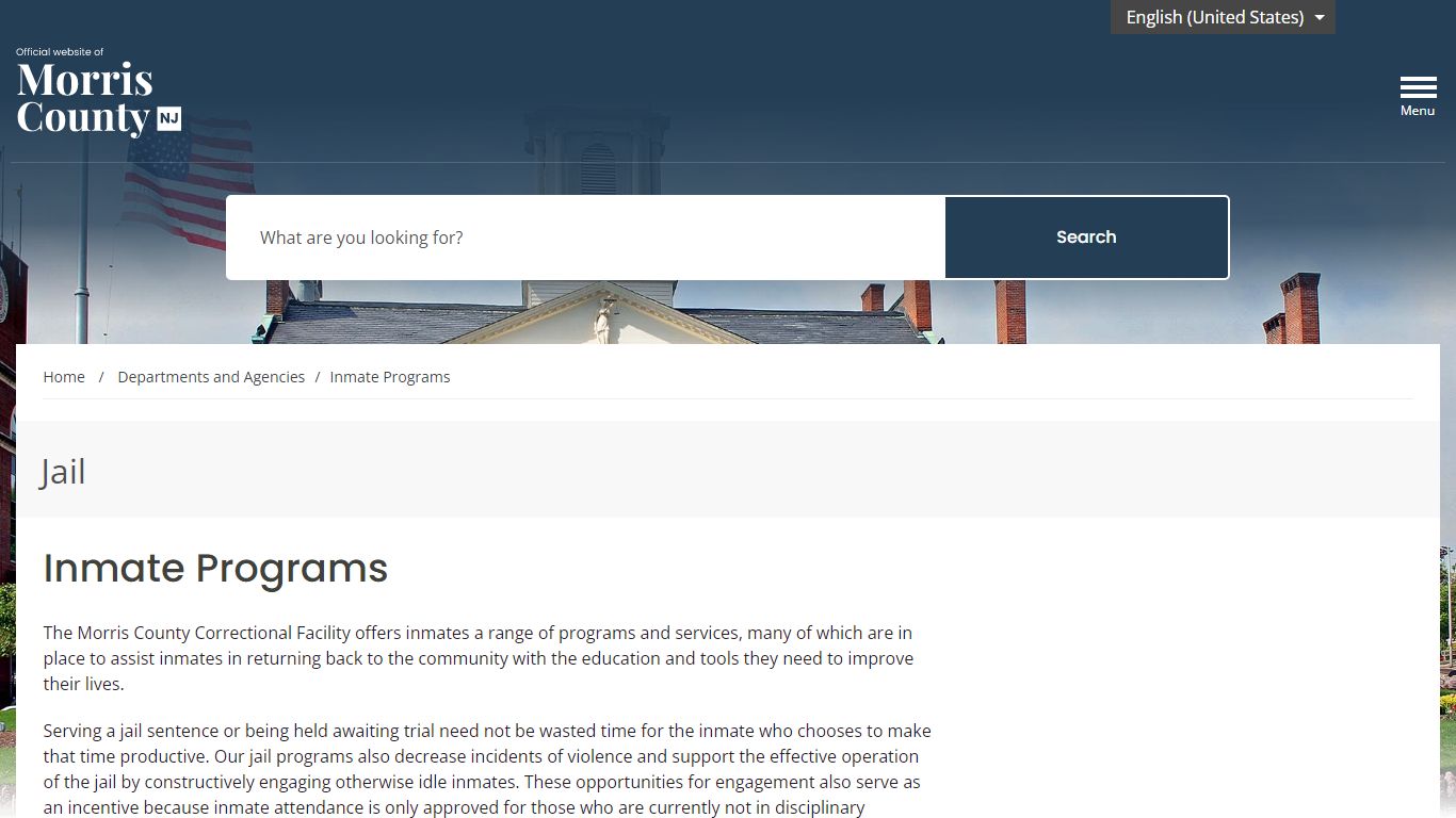 Inmate Programs – Morris County, NJ